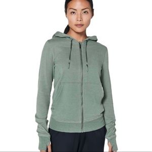 Lululemon Press Pause Jacket Juniper Size 4 Green Athletic Hood Front Zip